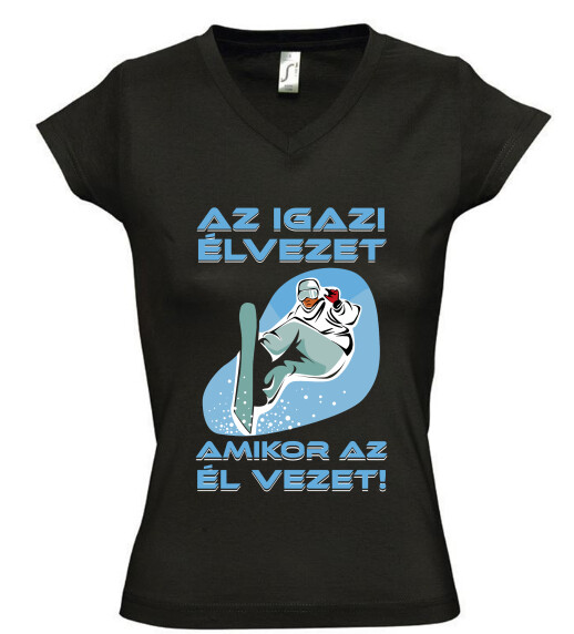 Női V nyakú póló