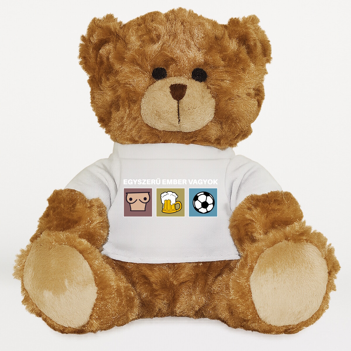 Plüssmaci egyedi pólóval