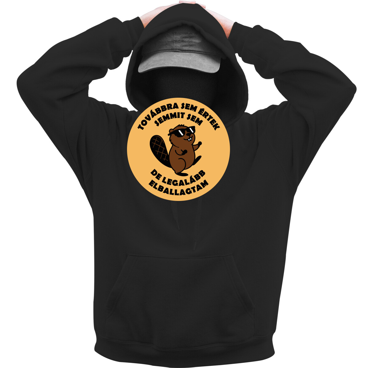 Kapucnis belebújós pulóver