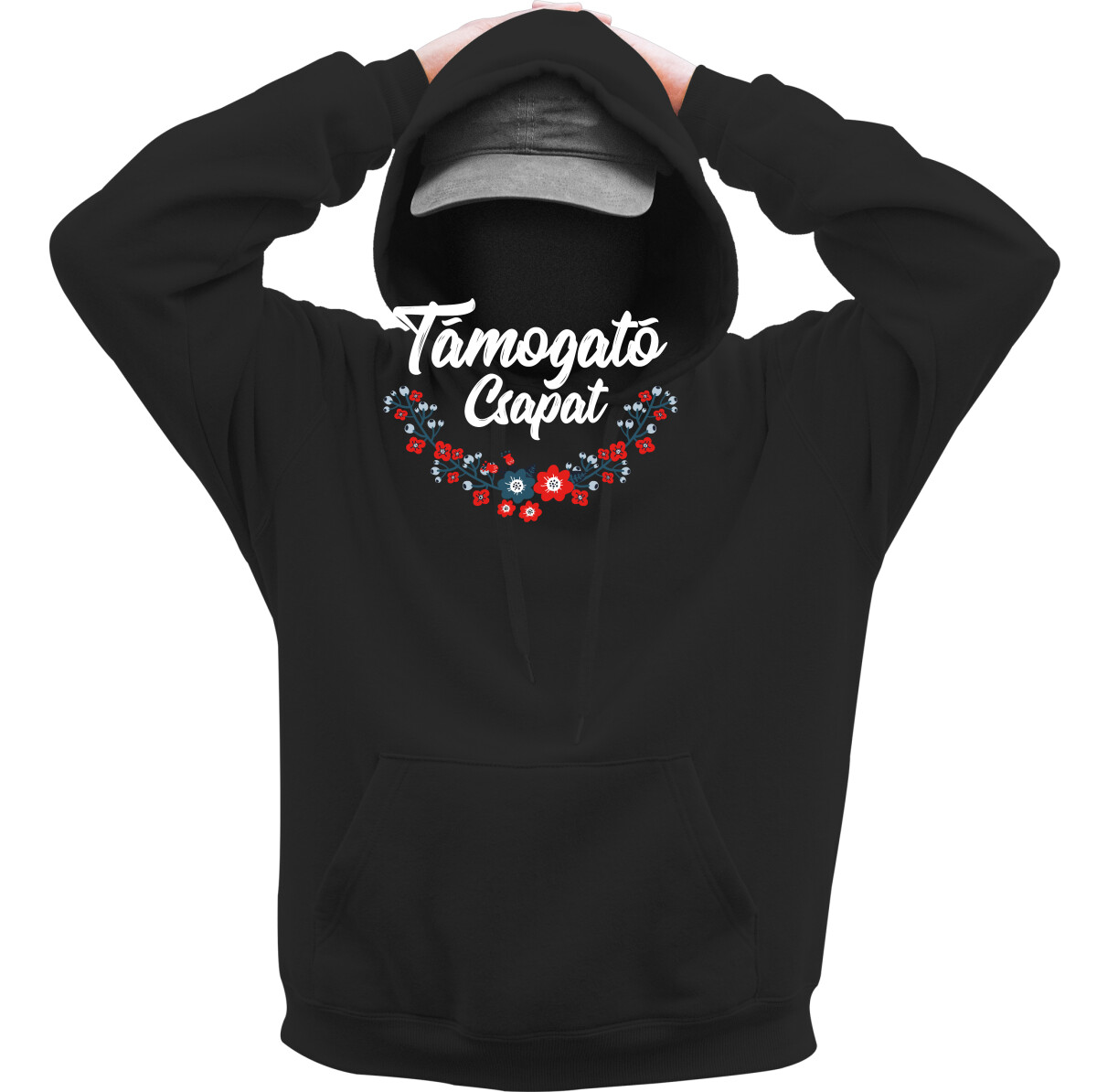 Kapucnis belebújós pulóver