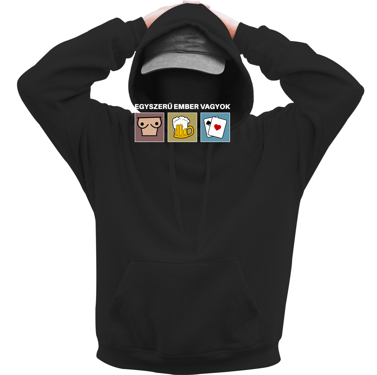 Kapucnis belebújós pulóver