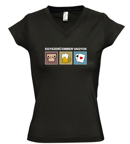 Női V nyakú póló