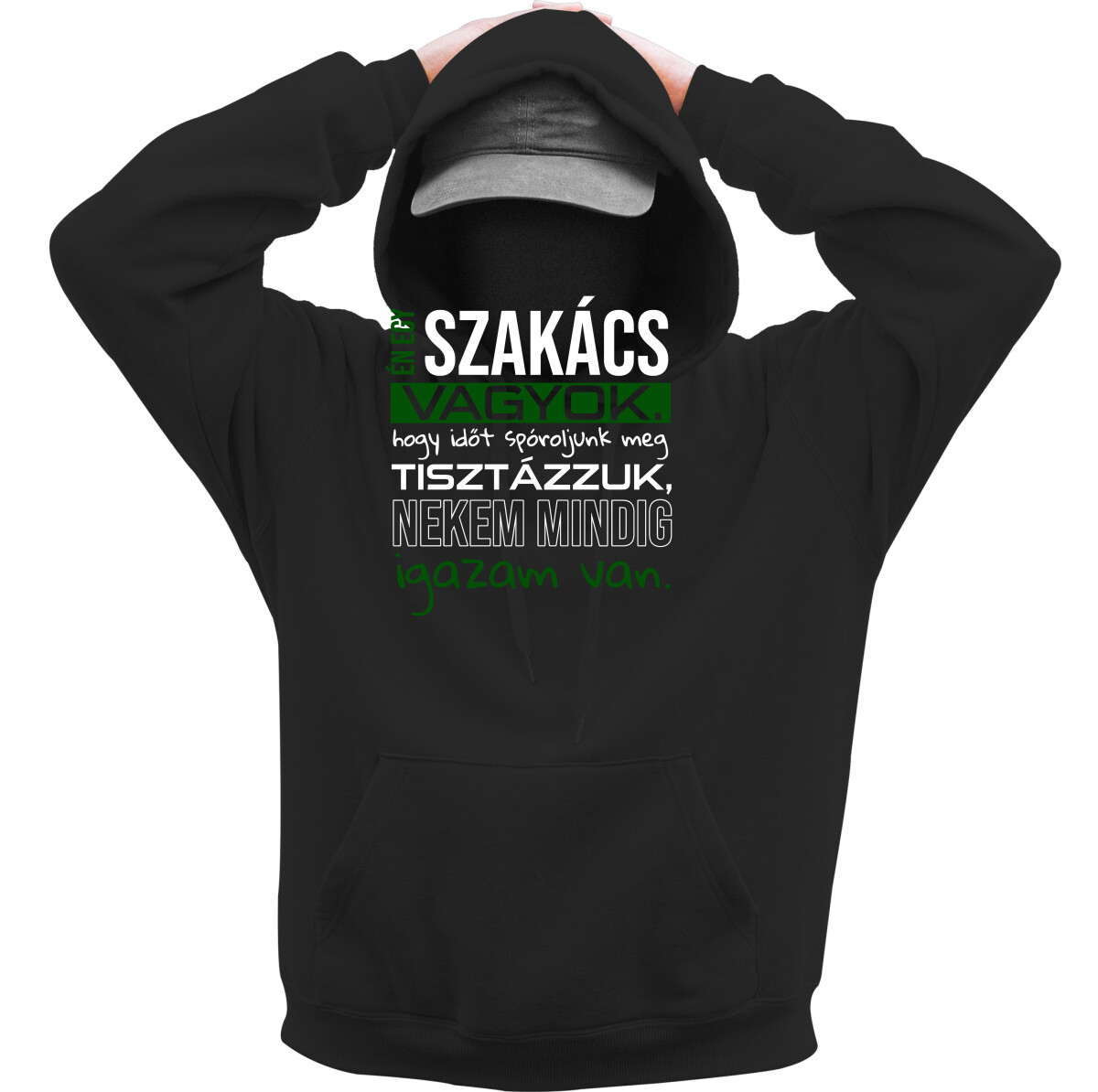 Kapucnis belebújós pulóver