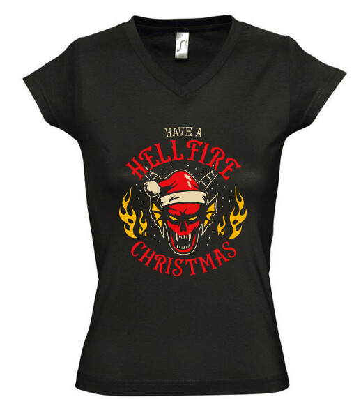 Női V nyakú póló