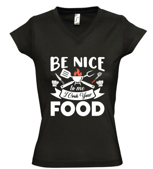 Női V nyakú póló