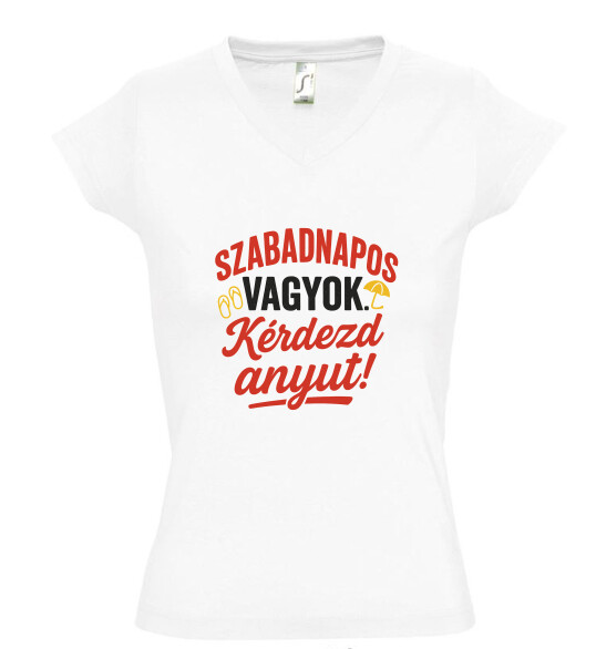 Női V nyakú póló