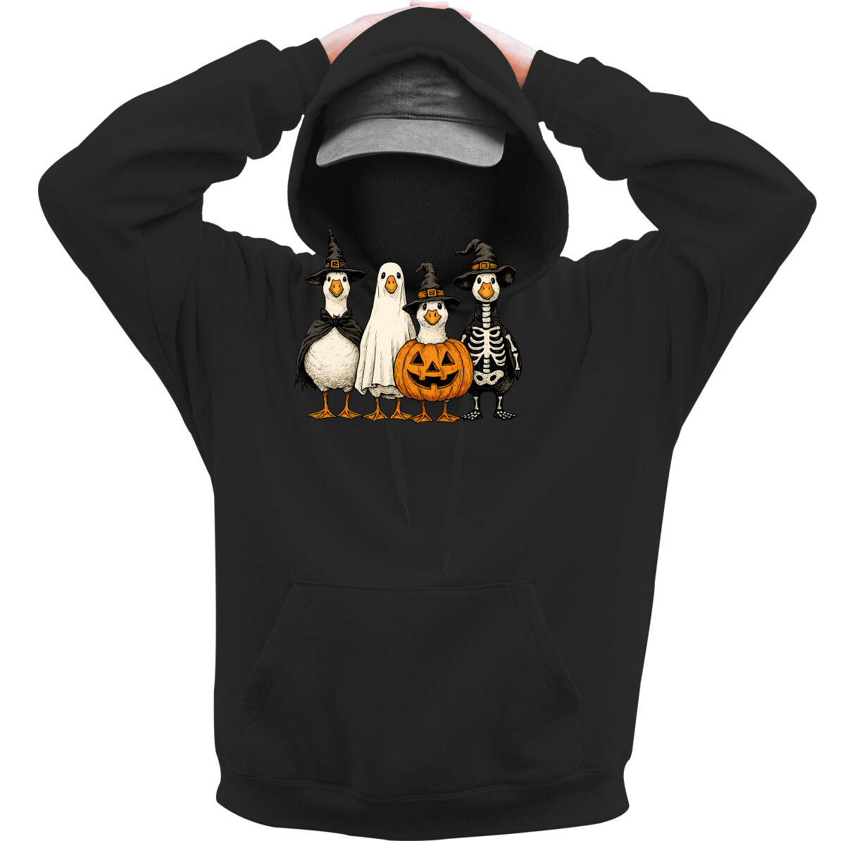 Kapucnis belebújós pulóver