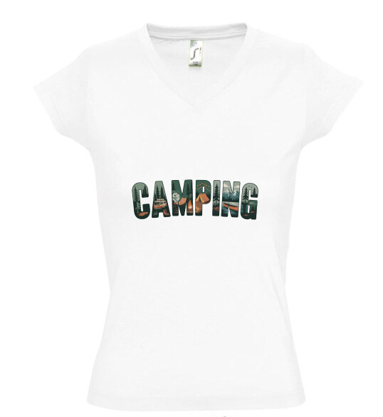 Női V nyakú póló