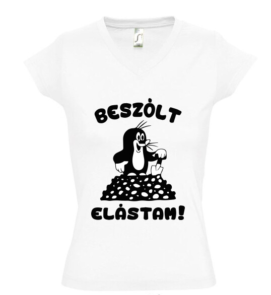 Női V nyakú póló