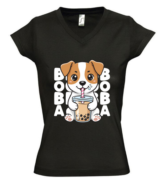 Női V nyakú póló