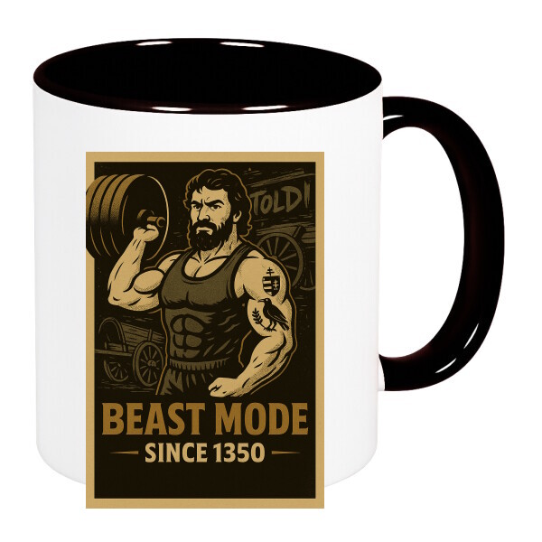 Színes fülű és belsejű bögre