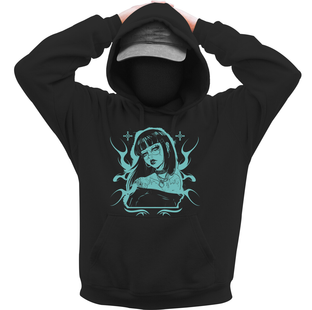 Kapucnis belebújós pulóver