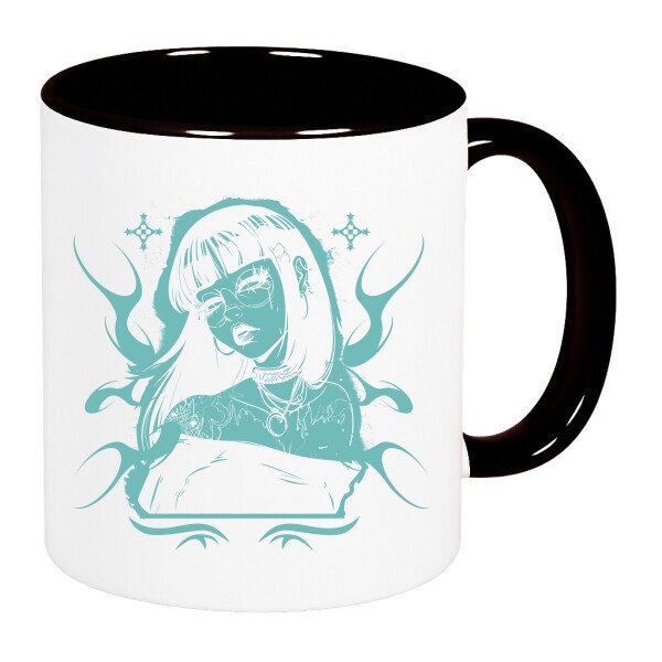 Színes fülű és belsejű bögre