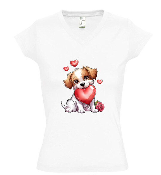 Női V nyakú póló