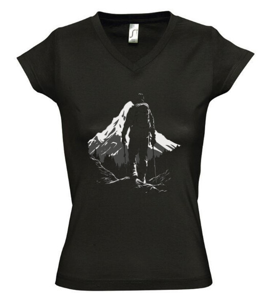 Női V nyakú póló