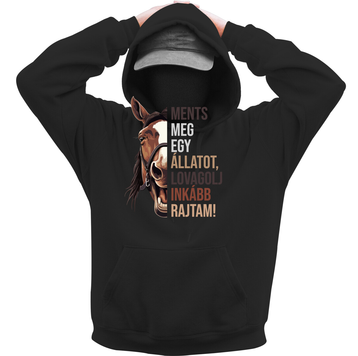 Kapucnis belebújós pulóver