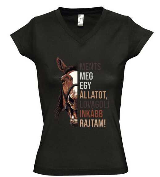 Női V nyakú póló