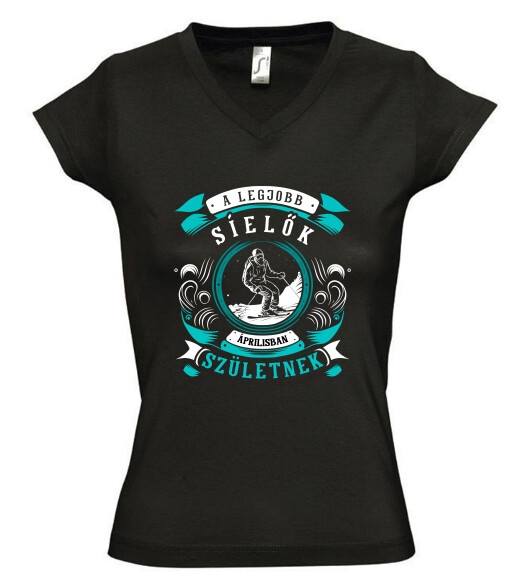 Női V nyakú póló