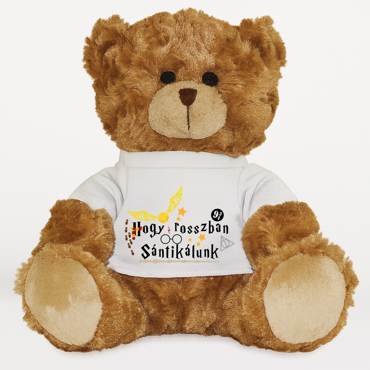 Plüssmaci egyedi pólóval