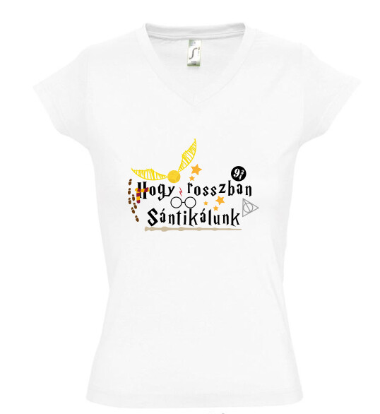 Női V nyakú póló