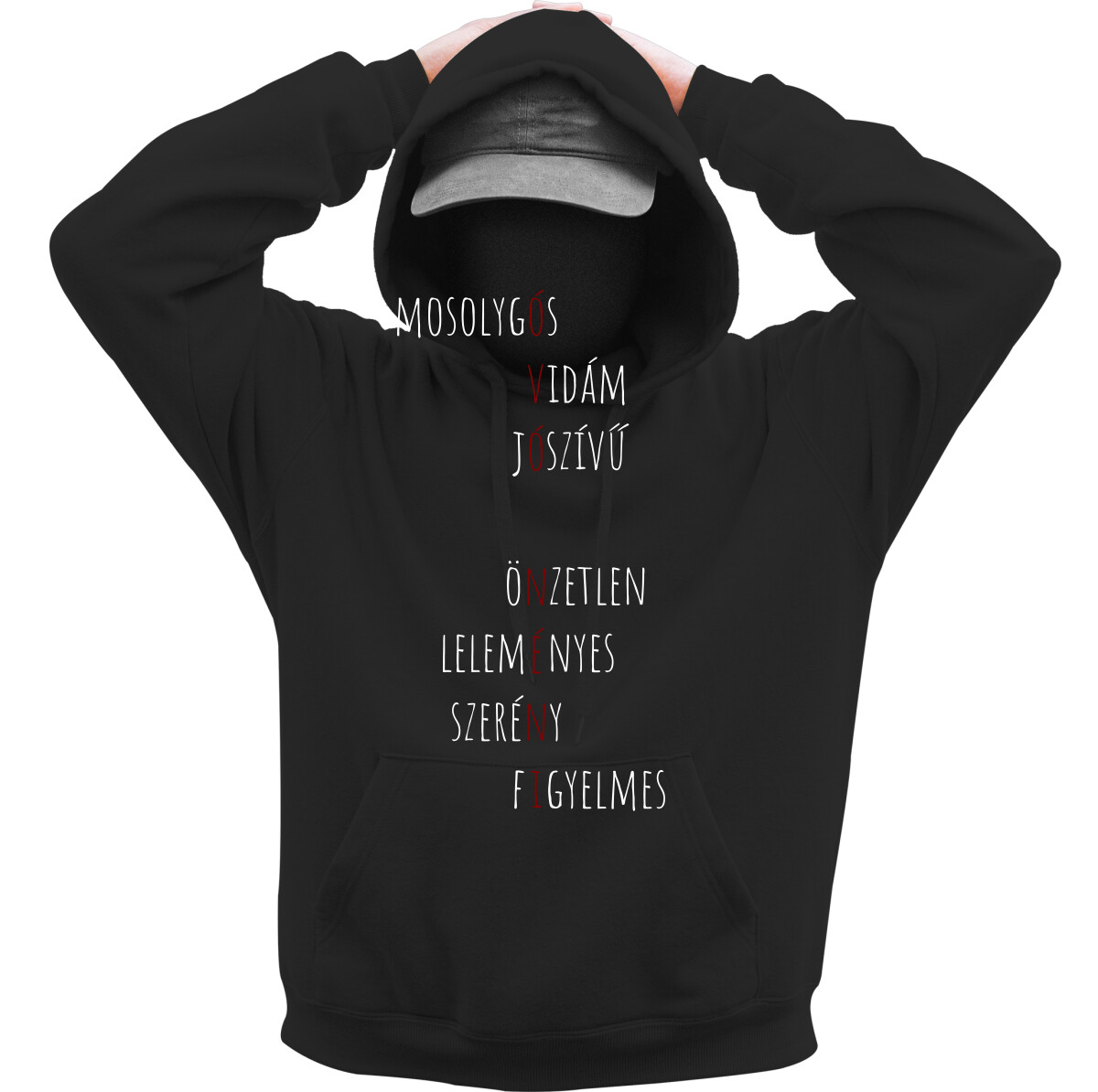 Kapucnis belebújós pulóver