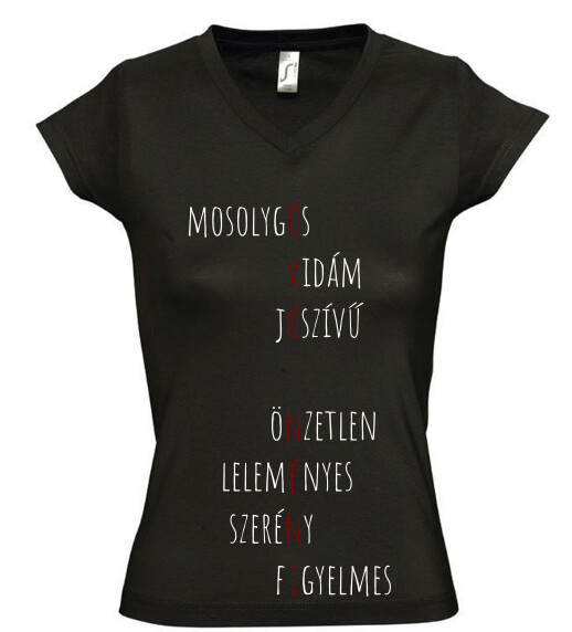 Női V nyakú póló