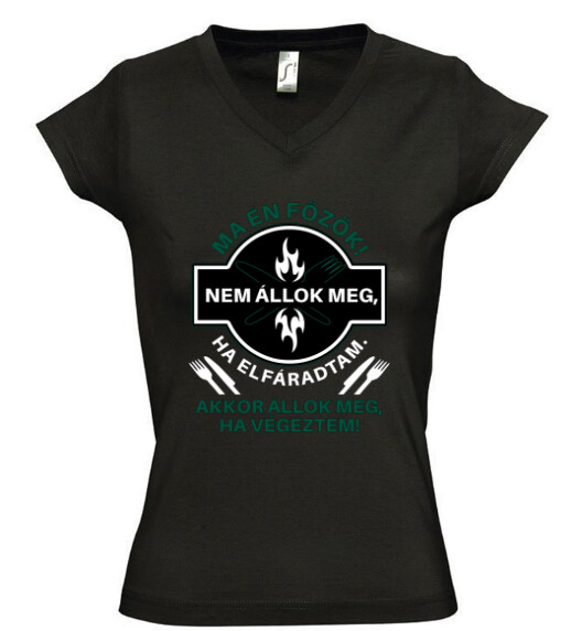 Női V nyakú póló