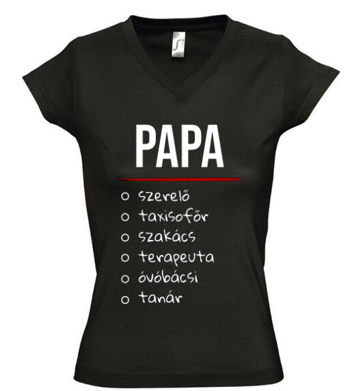 Női V nyakú póló