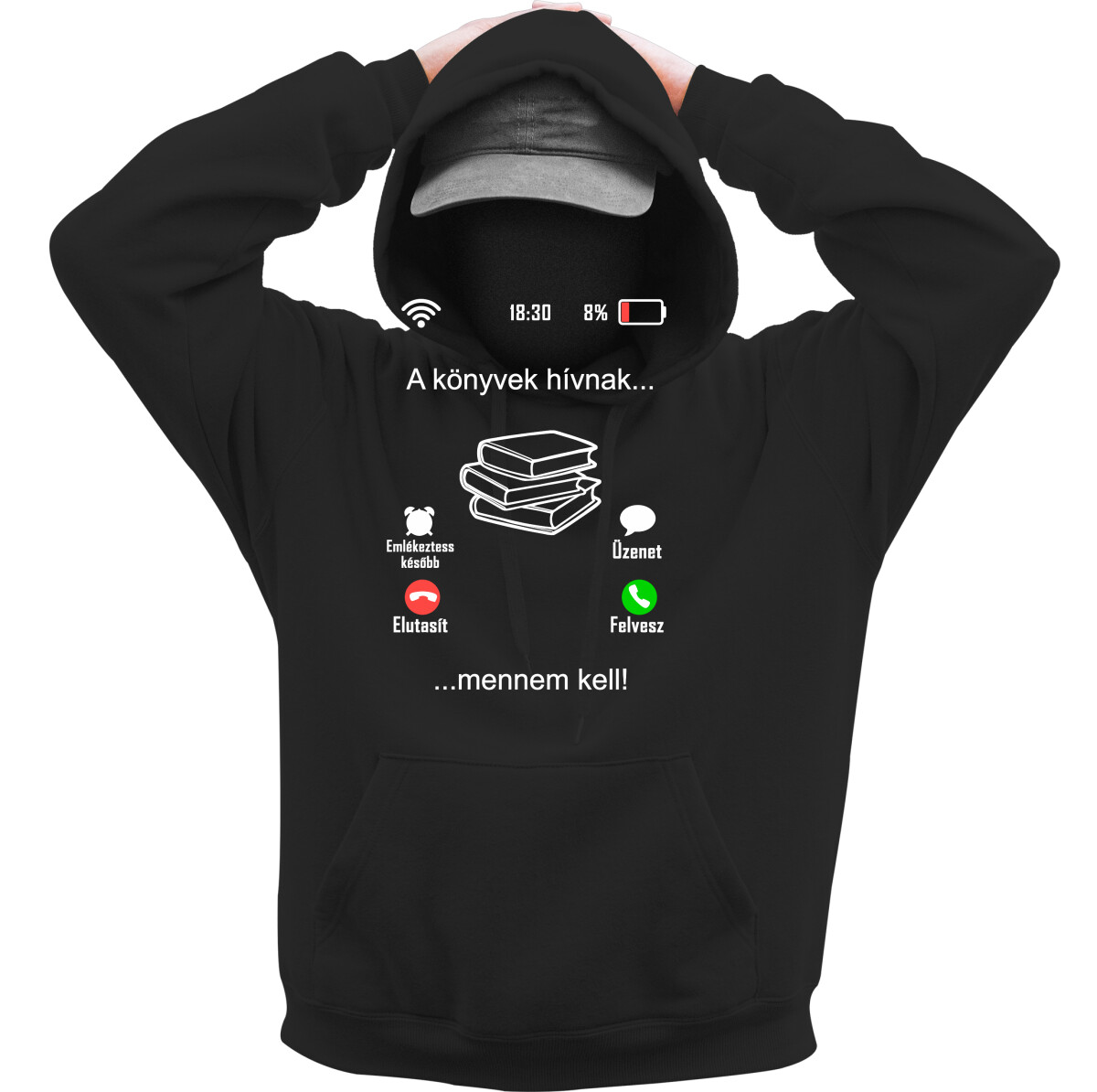 Kapucnis belebújós pulóver