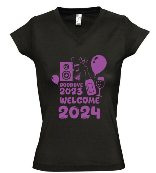 Női V nyakú póló