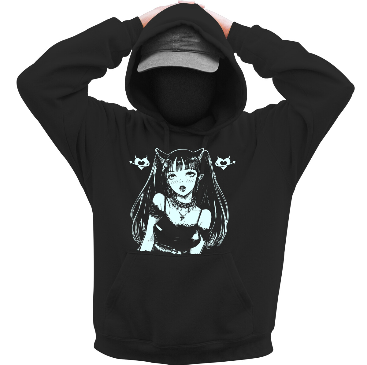 Kapucnis belebújós pulóver