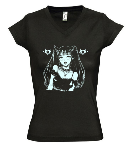 Női V nyakú póló