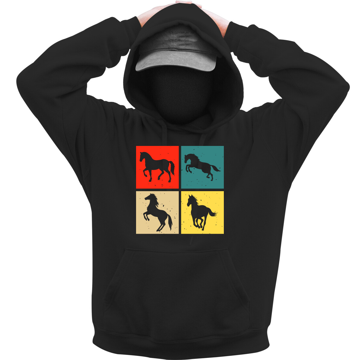 Kapucnis belebújós pulóver