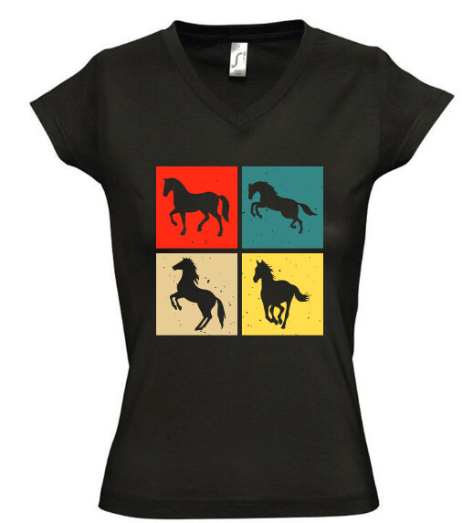 Női V nyakú póló