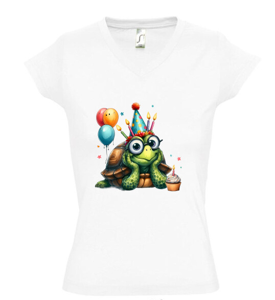 Női V nyakú póló