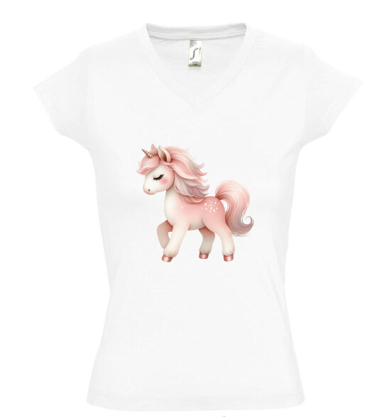 Női V nyakú póló