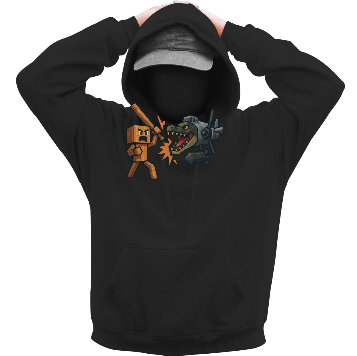 Kapucnis belebújós pulóver