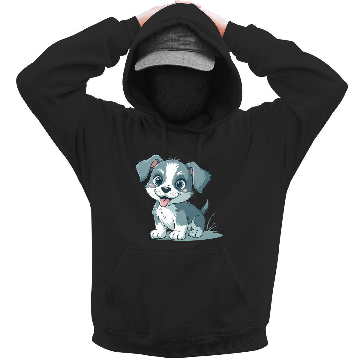 Kapucnis belebújós pulóver