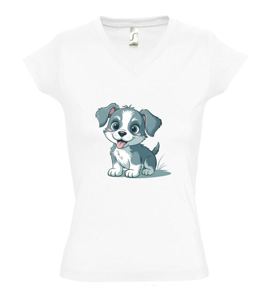 Női V nyakú póló