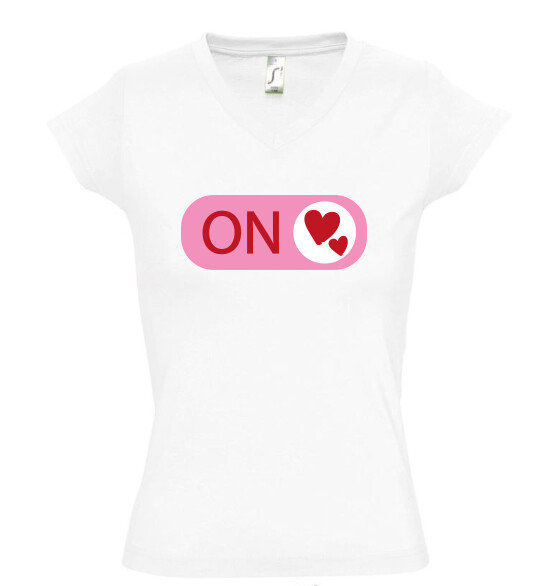 Női V nyakú póló