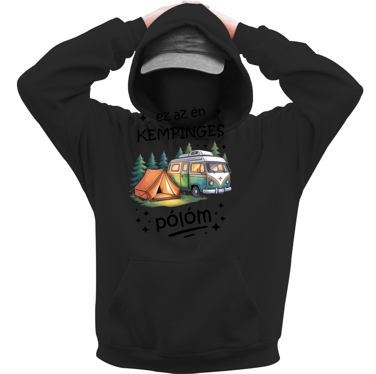 Kapucnis belebújós pulóver