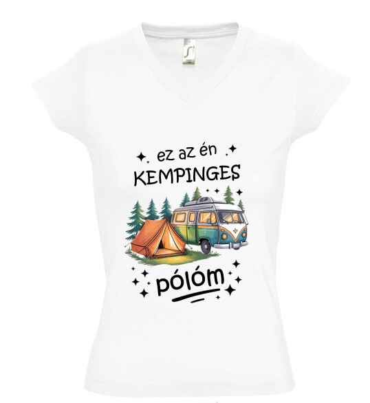 Női V nyakú póló