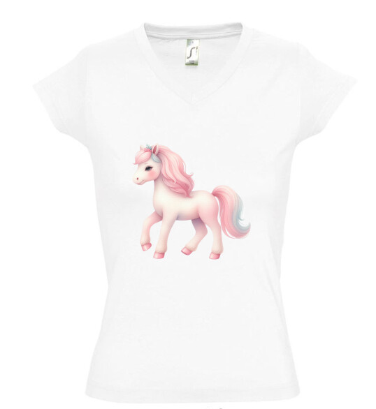 Női V nyakú póló