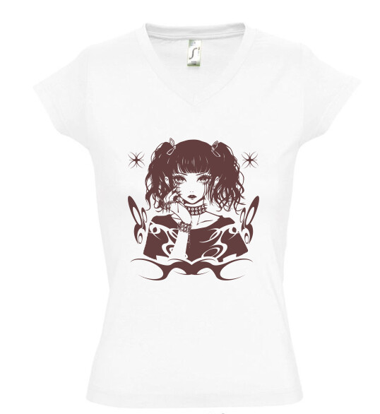 Női V nyakú póló