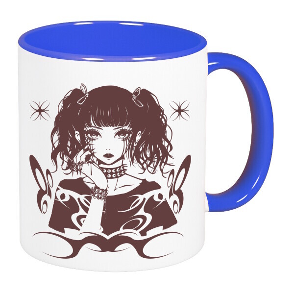 Színes fülű és belsejű bögre