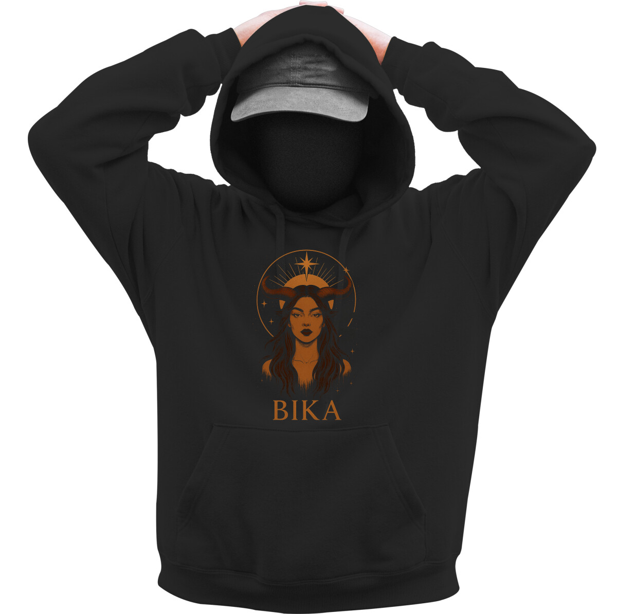 Kapucnis belebújós pulóver