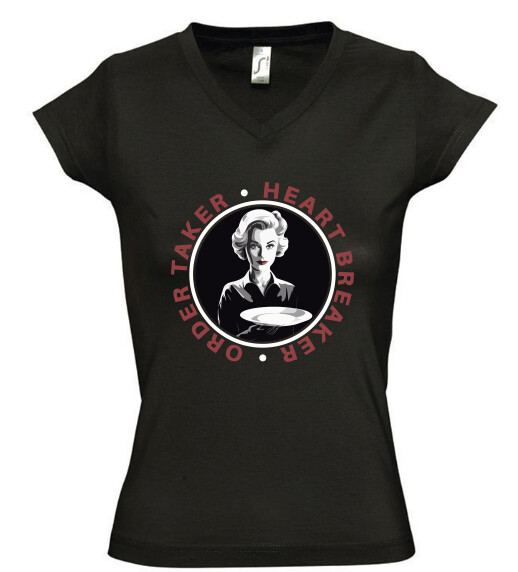 Női V nyakú póló