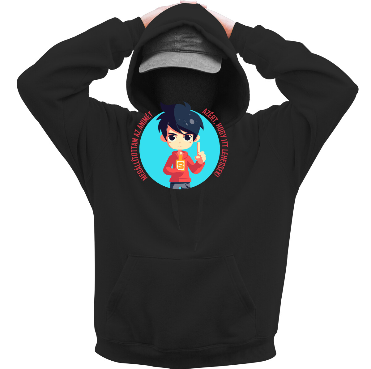 Kapucnis belebújós pulóver