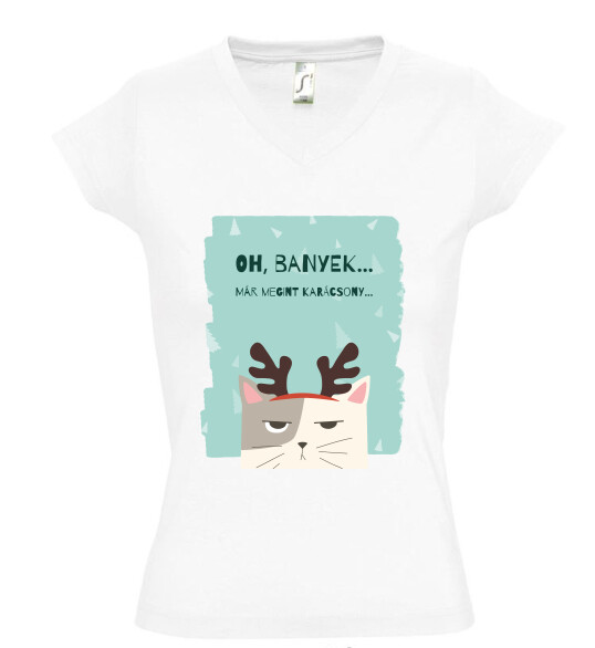 Női V nyakú póló