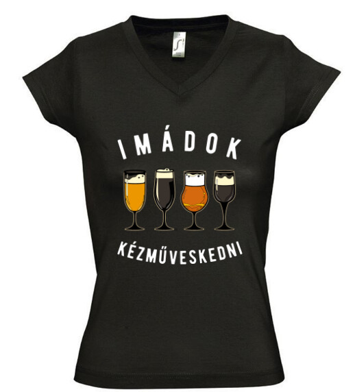 Női V nyakú póló